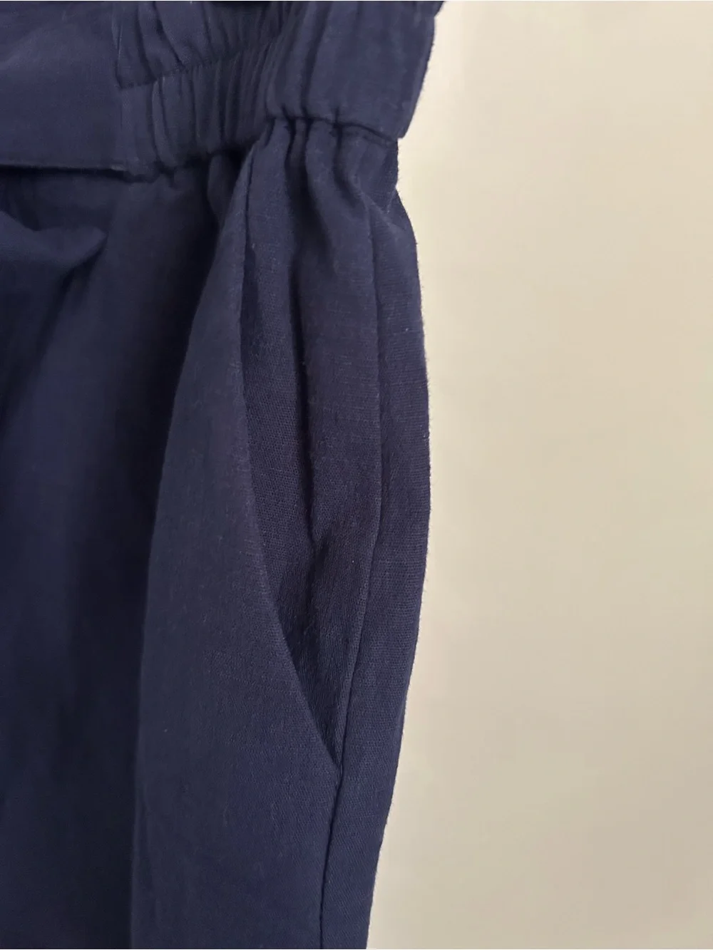 Molly Bracken Navy Tie Paper Bag Waist Casual Cotton Shorts